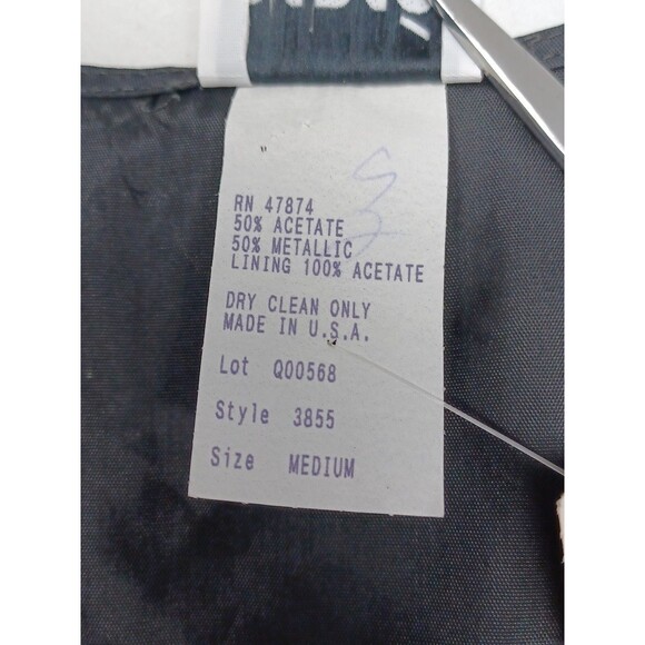 Vtg Orare Vest Black Gold Tone Striped Metallic Gold Silver Sz M - Picture 7 of 7